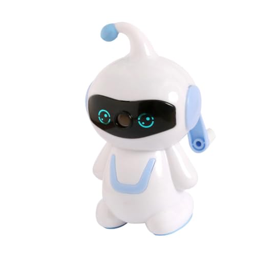 Homoyoyo Cartoon Roboter Bleistiftanspitzer Handkurbel Manuell Langlebiger Kunststoff und Effektives Schneidesystem Geeignet für Verschiedene Bleistiftformen für Schüler Blau von Homoyoyo