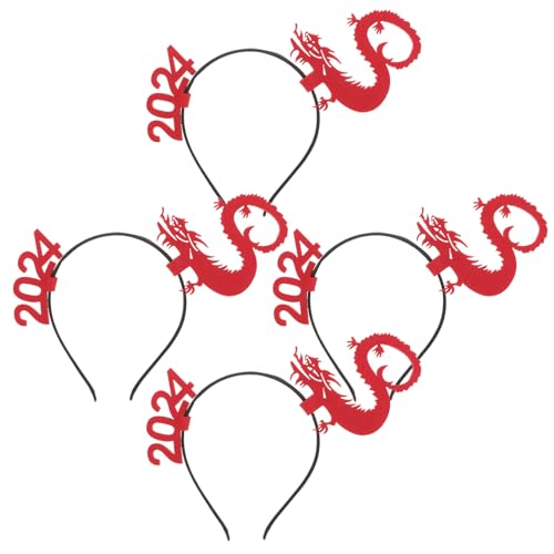 Homoyoyo Chinesisches Neujahrs-Stirnband 4 Stück 2024 Jahr Des Drachen-Stirnbands Frühlingsfest Haarreifen Sternzeichen-Drachen-Haarband Haar-Accessoires Für Drachenjahr-Partygeschenke von Homoyoyo