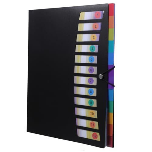 Homoyoyo Clusterordner Akkordeonbindemittel Schreibwaren Dokumentenmappen Unterlagen Taschenordner aktenordner Kunststoffmappen mit Taschen Reisedokumentenmappe Ordner-Organizer Schwarz von Homoyoyo
