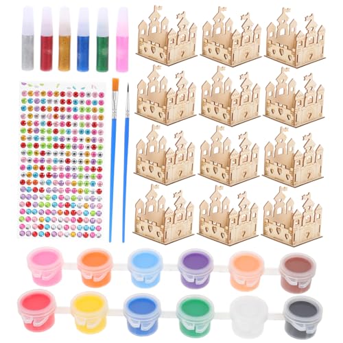 Homoyoyo DIY Holz Prinzessinnen Schloss Bastelset für Teiliges Holzmodell mit Farben Goldglitzerkleber und Schmucksteinen Fördert Künstlerischen Ausdruck und Fantasievolles Homoyoyo DIY Holz Prinzessinnen Schloss Bastelset für Teiliges Holzmodell mit Farben Goldglitzerkleber und Schmucksteinen Fördert Künstlerischen Ausdruck und Fantasievolles von Homoyoyo