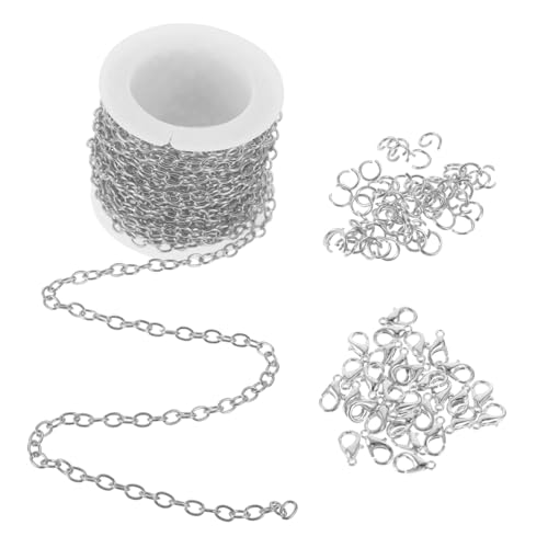 Homoyoyo DIY Schmuckherstellungsset Silberne Ketten mit Karabinerverschlüssen und Ringen Vielseitiges Materialset für Halsketten und Armbänder Installieren Langlebig und Farbbeständig für von Homoyoyo