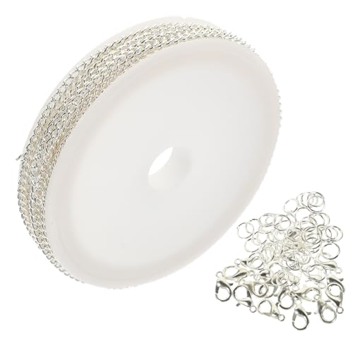 Homoyoyo DIY Schmuckzubehör Silberne Eisenkette mit Karabinerverschluss Glatte Oberfläche Langlebig Vielseitig für Halsketten Armbänder Material für Kreative Schmuckherstellung und Homoyoyo DIY Schmuckzubehör Silberne Eisenkette mit Karabinerverschluss Glatte Oberfläche Langlebig Vielseitig für Halsketten Armbänder Material für Kreative Schmuckherstellung und von Homoyoyo