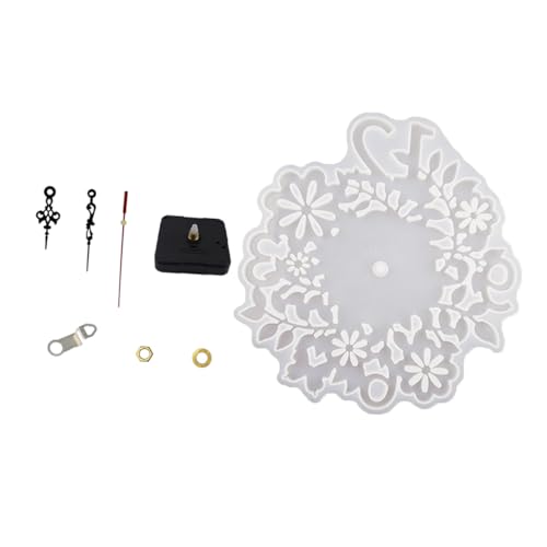Homoyoyo DIY Silikon Uhrformen mit Großem Blumen Design und Quarzuhrwerk Wiederverwendbare Gießform für Individuelle Wanduhr Kreative Dekoration für Zuhause und Geschenkideen von Homoyoyo