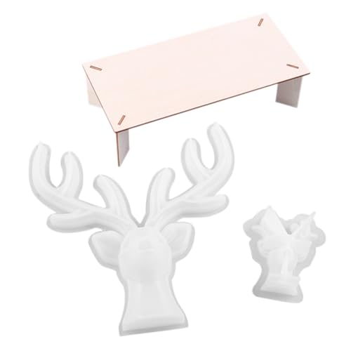 Homoyoyo DIY Silikonformen für Geweih ornamente Flexible Gießform mit Hoher Transparenz Inklusive Holzständer für DIY Desktop Dekor und Bastelprojekte für Erwachsene von Homoyoyo