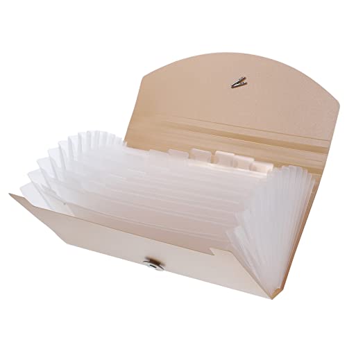 Homoyoyo Fächermappe aus Material Erweiterbarer Dokumentenorganizer mit Bunten Etiketten für Büro Schule und Reisen Khaki von Homoyoyo