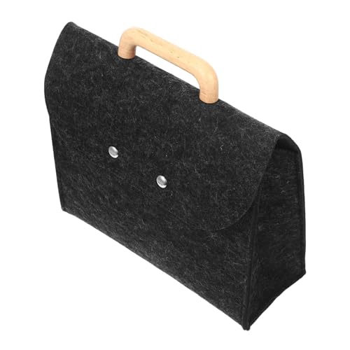 Homoyoyo Filz Organizer Dokumententasche mit Holzgriff Große Kapazität Eleganter Business Aufbewahrungsbeutel für Büro und Meetings Praktische Handtasche in Tiefgrau Homoyoyo Filz Organizer Dokumententasche mit Holzgriff Große Kapazität Eleganter Business Aufbewahrungsbeutel für Büro und Meetings Praktische Handtasche in Tiefgrau von Homoyoyo