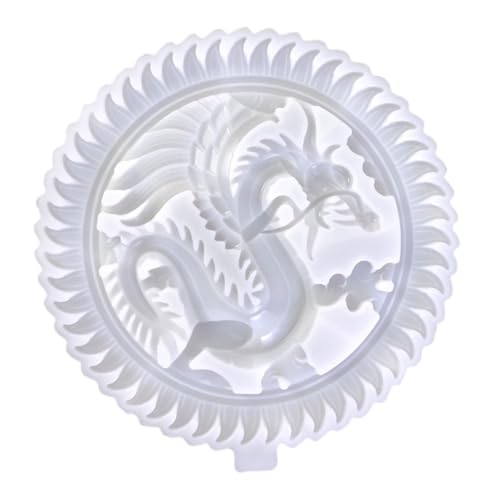 Homoyoyo Flexible Silikonform Drachen Relief für Resin Epoxidharz Wiederverwendbar Rutschfest Leicht zu Reinigen für DIY Handwerksprojekte und Dekorative Runde Gießformen von Homoyoyo