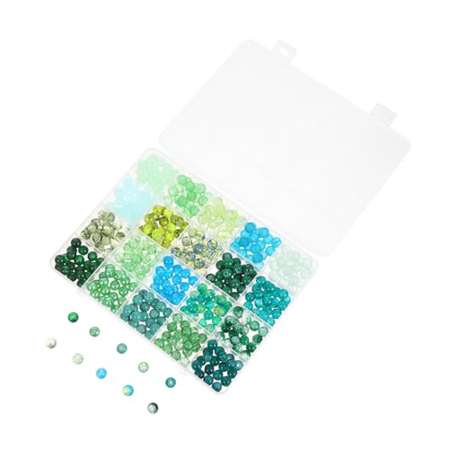 Homoyoyo Glasperlen Grün mit Großem Loch Runde Kreisperlen für Schmuckherstellung Fächer Sortierbox für DIY Armbänder Halsketten Ohrringe Frühling Sommer Zubehör von Homoyoyo