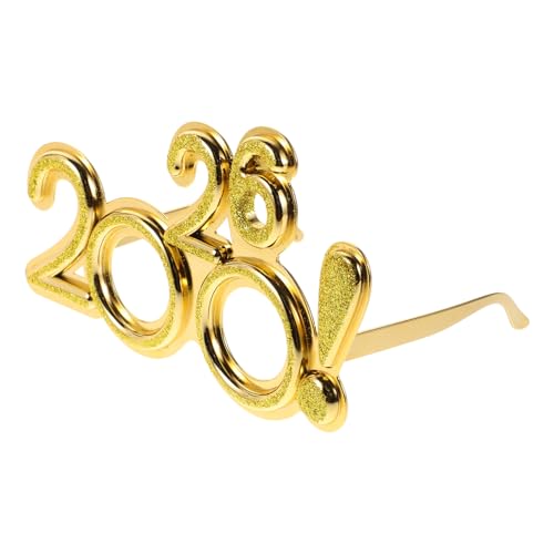 Homoyoyo Glitzer Brille mit Nummern Goldfarben Elektroplattierte Partybrille für Silvester Neujahrsfeier Weihnachtsfest Langlebige Foto Requisite Kreative Dekoration von Homoyoyo