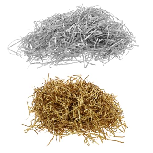 Homoyoyo Glitzer Papierfüllmaterial Metallic Crinkle Cut Shredded Paper Füller für Geschenkboxen Hochwertiger Glitter Bast Papier Bastelmaterial für Partys Hochzeit Geburtstag Dekoration von Homoyoyo