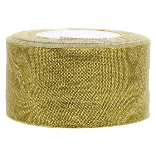 Homoyoyo Glitzerndes Geschenkband Breit Gold Glitzerndes Organza Schleifenband Vielseitig für Geschenkverpackung Haarschleifen Blumenarrangements DIY Basteln und Partydekoration von Homoyoyo