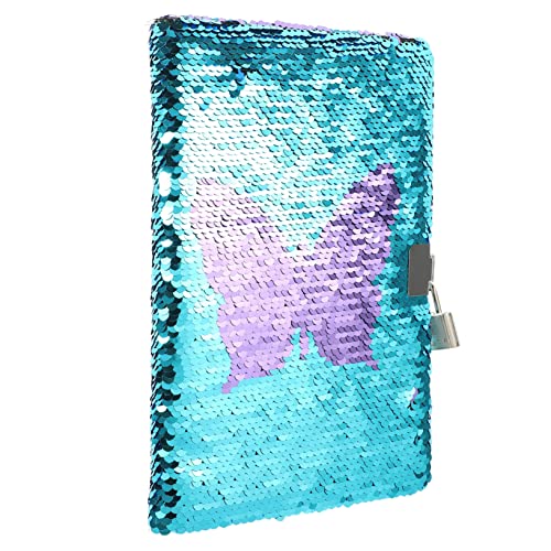 Homoyoyo Glitzerndes Großes mit Schloss Gesichertes Notizbuch mit Wendbarem Pailletten Cover Tragbares Tagebuch für Schüler und Geschenkidee Handliches Schreibjournal mit Süßem von Homoyoyo