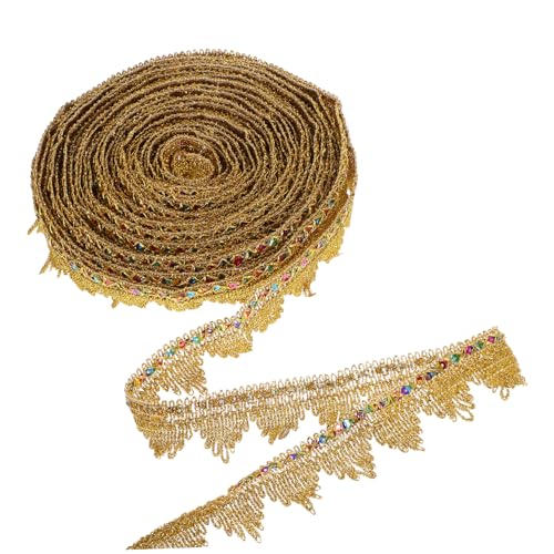 Homoyoyo Goldene Spitzenborte mit Pailletten Metallic Spitzenband für Diy Basteln Nähen Bouquet Dekoration Langlebig Elegant Vielseitig für Kostüme und Handarbeiten von Homoyoyo