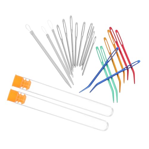 Homoyoyo Großes öhr nadelset mit Aufbewahrungsflasche Gebogene Sticknadeln für Häkeln und Stricken Vielseitig für Wandteppiche Reparaturen und Pullover Langlebig aus Aluminium Nylon und von Homoyoyo