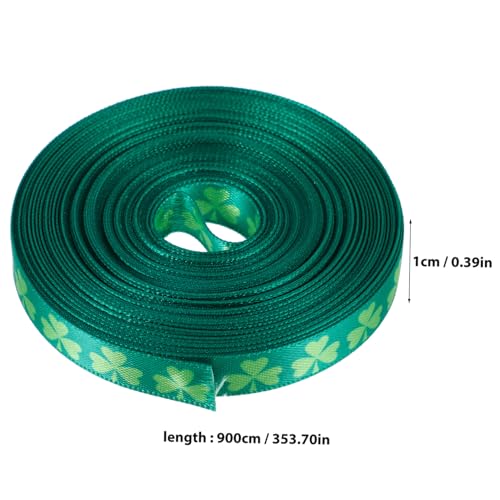 Homoyoyo Grünes Patrick's Day Geschenkband mit Vierblättrigem Kleeblatt Breit Satinband für Basteln Schleifen und Partydekoration Vielseitig für DIY Geschenke und Festlichkeiten von Homoyoyo