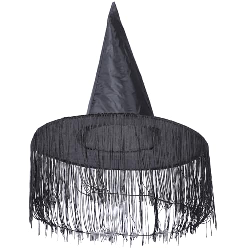 Homoyoyo Halloween Hexenhut mit Einzigartigem Tassel Design Weicher Verstellbar Kopfbedeckung für Damen für Halloween Partys Maskerade und Cosplay Kostüme von Homoyoyo