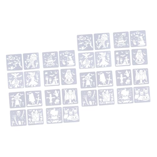 Homoyoyo Halloween Schablonen Set Mit 16 Motiven – Skelett - Schädel - Fledermaus Kürbis & Spinne – Ideal Für DIY Basteln Scrapbooking Und Körpermalerei – Kreative Halloween Dekoration von Homoyoyo