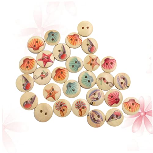 Homoyoyo Handgefertigte Holzknöpfe 100 Stück 15 Mm Meeresmuster Zum Nähen Stricken Scrapbooking Einzigartige Bastelprojekte von Homoyoyo