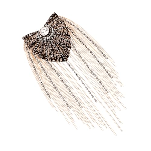 Homoyoyo Handgefertigte Quasten Schulterklappen Goldener Metall Epaulett mit Kette DIY Kostüm Schmuck Einfache Anbringung Auffällige Retro Schulterabzeichen für Blazer und Uniform von Homoyoyo