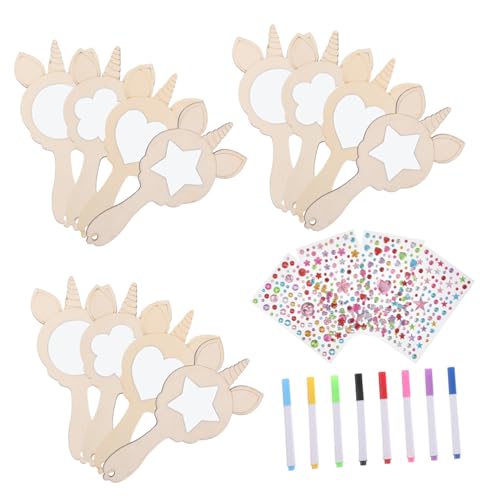 Homoyoyo Handgefertigter Einhorn Holzspiegel mit Perlenschneemasse zum Bemalen Dekorativer Schminkspiegel DIY Bastelset für Kinderzimmer und Kreative Gestaltung Homoyoyo Handgefertigter Einhorn Holzspiegel mit Perlenschneemasse zum Bemalen Dekorativer Schminkspiegel DIY Bastelset für Kinderzimmer und Kreative Gestaltung von Homoyoyo