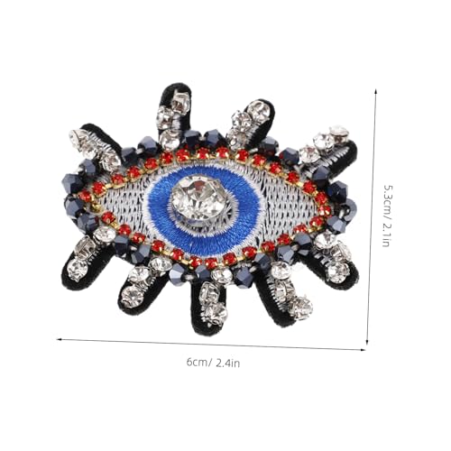 Homoyoyo Handgenähter Perlen Augen Stoffaufnäher mit Strass Bestickter DIY Flicken für Kleidung Jeans Taschen Schuhe Leichte Applikation zum Aufnähen und Verzieren von Homoyoyo