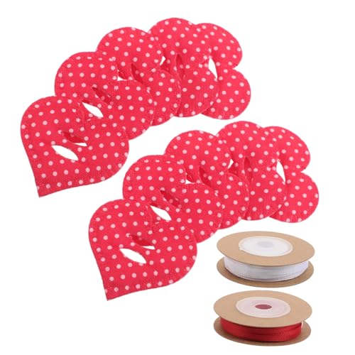 Homoyoyo Herzförmige Harzverzierungen und Geschenkband für Diy Valentinstag Bastelbedarf mit Herzanhängern und Rot Weißem Band für Schmuck Hochzeit Party Dekorationen von Homoyoyo