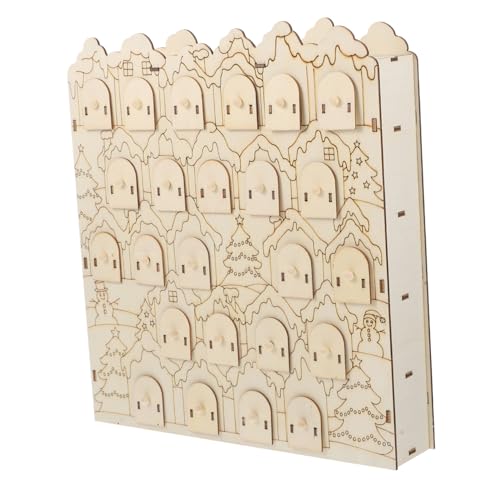 Homoyoyo Holz Adventskalender mit Langlebige Weihnachtsdekoration Tägiger Countdown Kalender Ornament Kreative Tischdeko für Familie und Freunde Wiederverwendbar von Homoyoyo