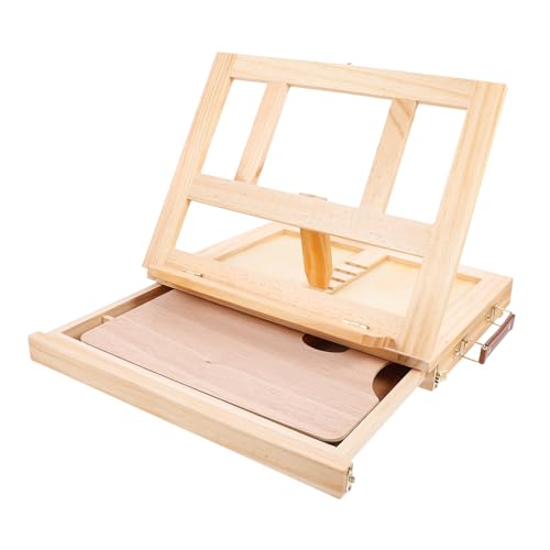Homoyoyo Holz Desktop Easel mit Schublade Klappbarer Malständer Tragbarer Displayhalter Vielseitiger Tisch Staffelei Premium Holz Robust und Leicht für Gemälde Fotos und Kunstwerke von Homoyoyo