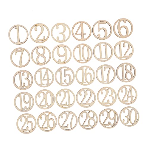 Homoyoyo Holz Zahlen 30 Stücke En Kreis Zahlen Holz Stück Für Home Shop Party Requisiten von Homoyoyo