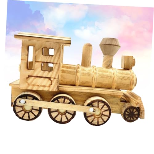 Homoyoyo Holzmodell Lokomotive Retro Vintage Holzornament Holzdekoration für Jungen Umweltfreundlich Robust als und Fotorequisite für Zuhause und Kinderzimmer von Homoyoyo