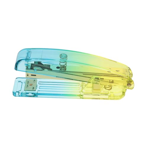 Homoyoyo Kleiner Tragbarer Acryl Heftgerät mit Farbverlauf Blau Gelb Praktischer Desktop Hefter Stabiles Multifunktionales Handheftgerät für Büro Schule und Zuhause von Homoyoyo