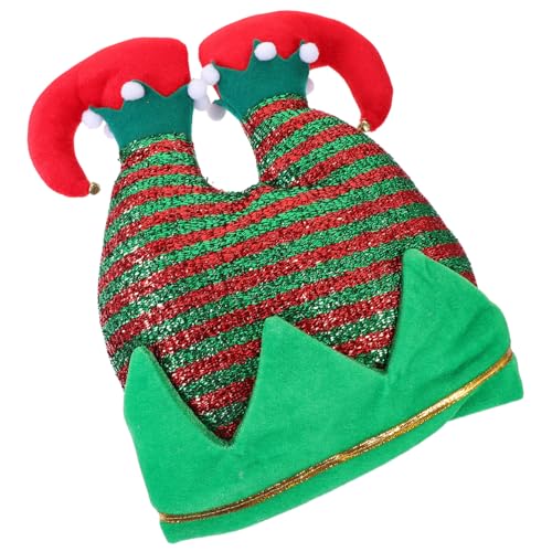 Homoyoyo Kreative Santa Hat Party Mütze mit Lustigen Elf Beinen Weiches Atmungsaktives Material Leichte Weihnachtskopfbedeckung für Erwachsene für Xmas Karneval Kostüm und Themenpartys von Homoyoyo