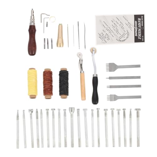 Homoyoyo Leder Handwerks Set für Anfänger mit Nähnadeln Gewachstem Garn und Stanzwerkzeugen Kompaktes Leder DIY Werkzeugset für Buchbinden Lederreste Basteln und Reparatur Homoyoyo Leder Handwerks Set für Anfänger mit Nähnadeln Gewachstem Garn und Stanzwerkzeugen Kompaktes Leder DIY Werkzeugset für Buchbinden Lederreste Basteln und Reparatur von Homoyoyo