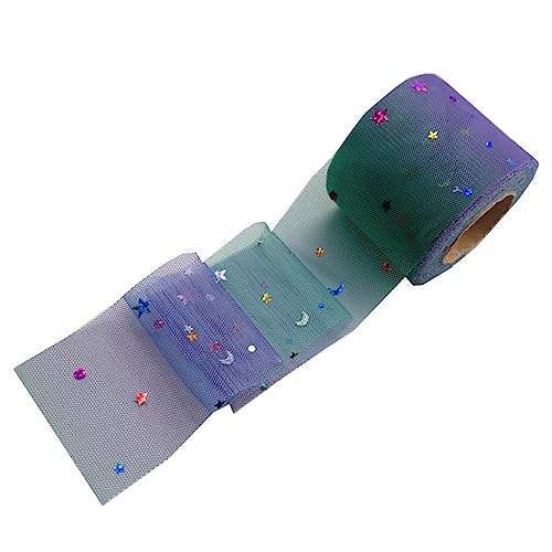 Homoyoyo Lila Netztüllband mit Stern und Mond Design DIY Dekorationsband für Haarschmuck Kleidung und Bastelarbeiten Vielseitig und Kreativ von Homoyoyo