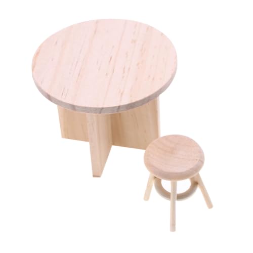 Homoyoyo Massivholzmöbel Modell Puppenhaus Mini Holzhocker Mini Haushocker Mini Hocker Tiny House Zubehör Miniatur Tischmodell Miniatur Wohnmöbel Miniatur Stühle Beige von Homoyoyo