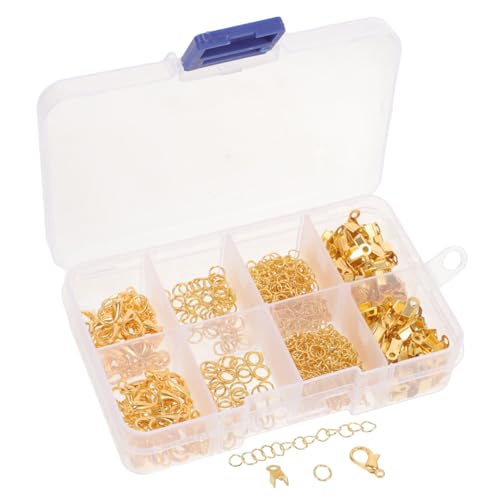 Homoyoyo Metall Schmuckzubehör Teiliges DIY Bastelset mit Karabinerverschlüssen Sprungringen Quetschperlen Kettenverlängerern für Armband Halskette Herstellung Langlebig Robust Homoyoyo Metall Schmuckzubehör Teiliges DIY Bastelset mit Karabinerverschlüssen Sprungringen Quetschperlen Kettenverlängerern für Armband Halskette Herstellung Langlebig Robust von Homoyoyo