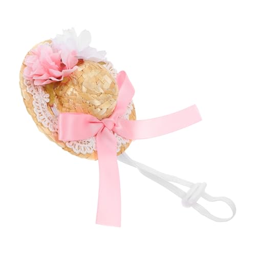 Homoyoyo Miniatur Puppenhut Boho Stil mit Schleife und Kunstblume Xs Durchmesser Geflochtenes Rattan Puppenzubehör für Sommerkleidung und Modisch von Homoyoyo