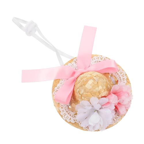 Homoyoyo Miniatur Puppenhut aus Rattan mit Schleife und Blume Handgefertigtes Sommer Deko Accessoire für Puppen Durchmesser für Puppenpartys und Fotografie von Homoyoyo