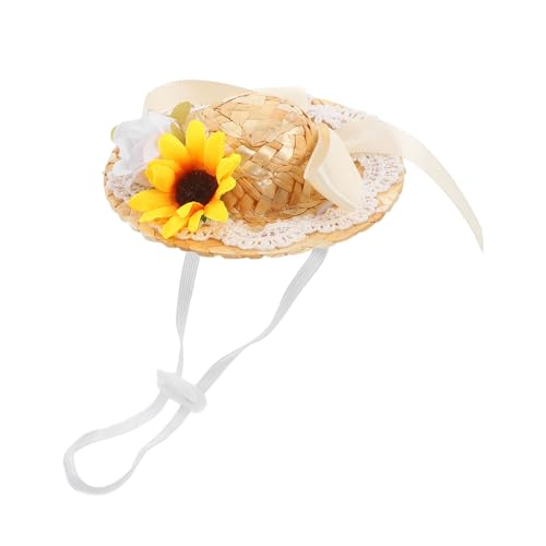 Homoyoyo Miniatur puppenhut Boho Stil Geflochtenes Bastmaterial mit Schleife und Kunstblume Durchmesser Strapazierfähig Vielseitig für Puppenpartys und Fotoshootings von Homoyoyo