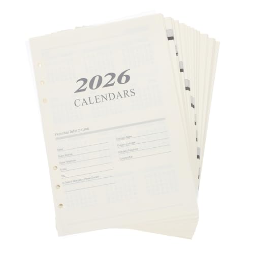 Homoyoyo Nachfüllpackung Für Englischen Monatsplaner Kalendereinlagen 2026 – 6 Loch Einlagen Für Lose Blätter – Format A5 – Tagesplanerblätter Nachfüllbare Planerseiten Für Das von Homoyoyo