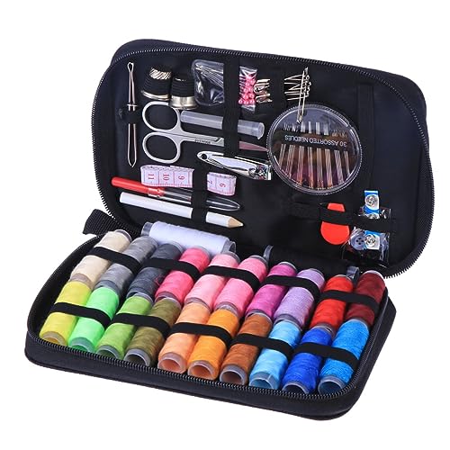 Homoyoyo Nähset mit Scheren Faden Nadeln Maßband Tragetasche und Zubehör für Zuhause und Reisen Komplettes Nähzubehör für Schnelle Reparaturen und Alltag von Homoyoyo