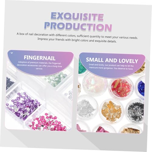 Homoyoyo Nagelkunst Farbiges Farbfolien Dekor mit Flachen Strasssteinen DIY Fingernagel Maniküre Zubehör für Frauen Langanhaltend Einfach Anzuwenden für Zuhause und Anfänger Geeignet von Homoyoyo