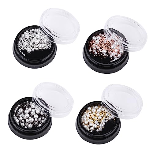 Homoyoyo Nagelkunst Perlen Weiß Imitation Perlen Stahlperlen für DIY Maniküre Fingernagel Dekorationen für Frauen Mädchen Nail Art Zubehör von Homoyoyo
