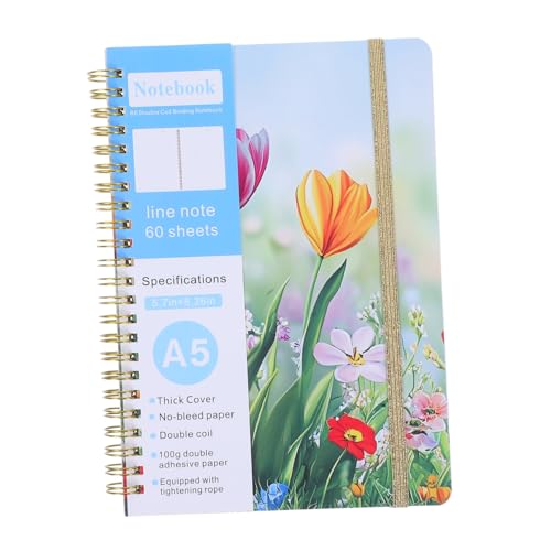 Homoyoyo Notizbuch Mit Floralem Hardcover A5 Tagebuch Mit Spiralbindung – 60 Linierte Seiten Auf Papierfreiem Papier Für Flüssiges Schreiben – Tragbarer Tagesplaner Mit Elastischem von Homoyoyo