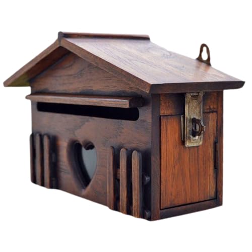 Homoyoyo Outdoor Holz Briefkasten Villa Regensicherer Wandbriefkasten für Zeitungen und Post Vintage Design Langlebig und Robust für Garten von Homoyoyo