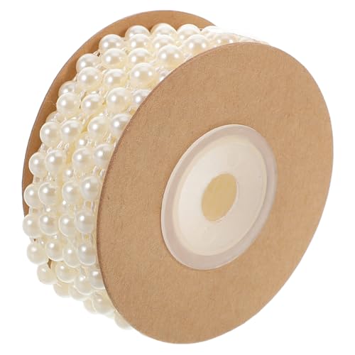 Homoyoyo Perlenkettenzubehör Perlenkette Dekoration Perlenkette zum Basteln Strass-Perlenkette Perlengirlande zum Dekorieren Perlenstrang Perlenkettenbesatz Perlenstränge Plastik Beige von Homoyoyo