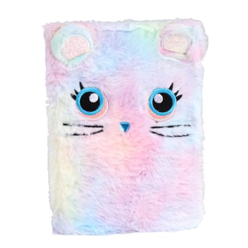 Homoyoyo Plüsch Notizbuch Mädchen Cartoon Schreibblock Buntes Scrapbook Schülerbedarf Farbige Kreatives Tagebuch Pinkes Design mit Farbigen Katzen von Homoyoyo
