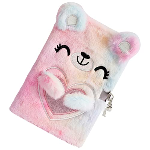 Homoyoyo Plüsch Notizbuch mit Schloss Cartoon Bär Design Linierte Tagebuch Notizheft für Mädchen Kawaii Journal Langlebiges Schreibwaren für Schüler von Homoyoyo