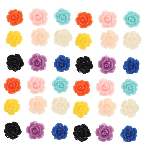 Homoyoyo Resin Rosen DIY Blumenperlen mit Loch Bunte Harzblüten für Schmuckherstellung Ohrring Anhänger deko Langlebige Bastelmaterialien für DIY Schmuck und Dekoration von Homoyoyo
