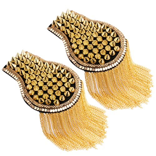 Homoyoyo Riveted Epaulett Schulterklappen mit Modischen Quasten Goldfarben Stylische Schulterabzeichen für Anzüge Kombinierbar Dekoratives Design für Herren und Damen Homoyoyo Riveted Epaulett Schulterklappen mit Modischen Quasten Goldfarben Stylische Schulterabzeichen für Anzüge Kombinierbar Dekoratives Design für Herren und Damen von Homoyoyo